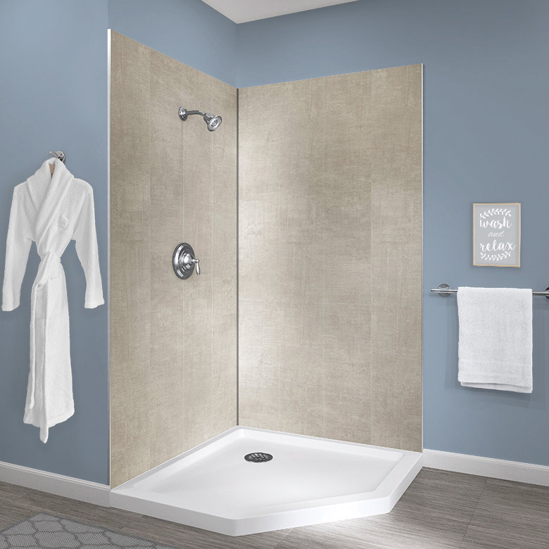 Hazelwood Home Jetcoat™ 78" x 42" x 42" Two Panel NeoAngle Shower Wall